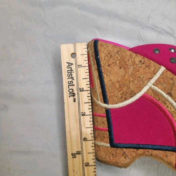 Women Sandals Platform Wedges Studded Pumps Party Shoe Size 8 - Picture 6 of 7